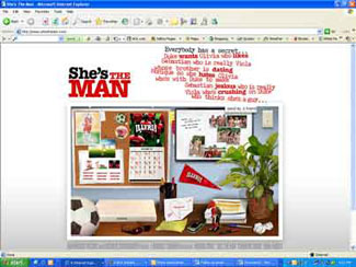 "She's the Man" secondary website.