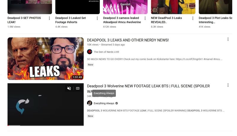 Deadpool leaks YouTube
