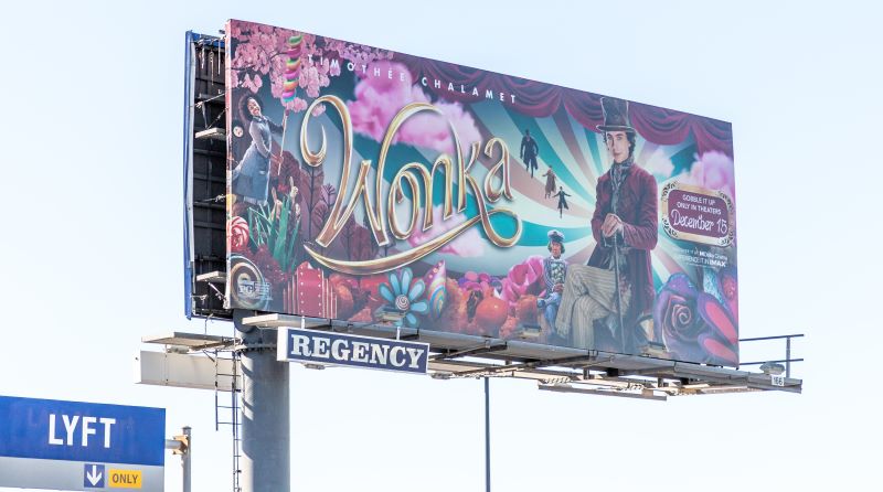 Wonka movie billboard
