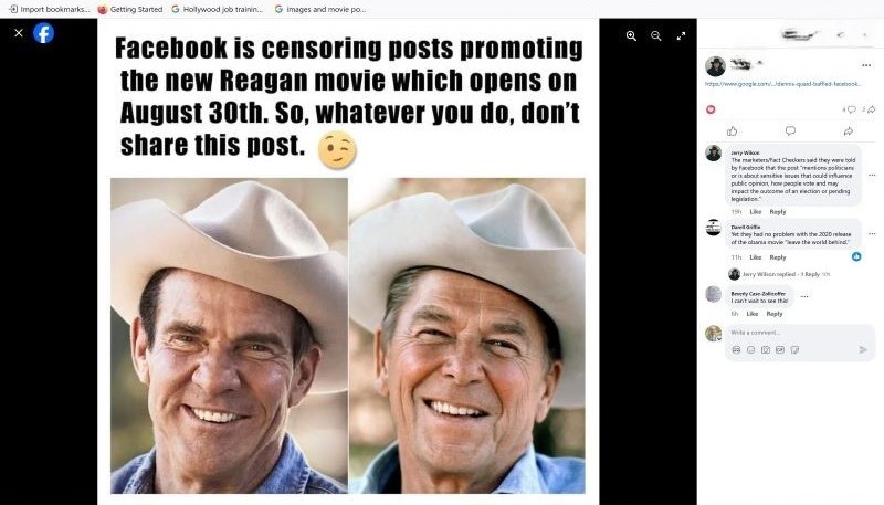 Facebook shutdown of Reagan