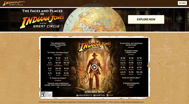 Indiana Jones game website.