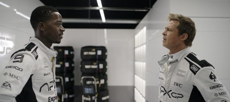 Idris and Pitt faceoff in "F1"