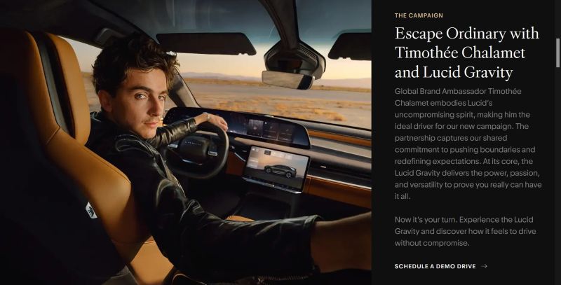 Chalamet in Lucid promo.