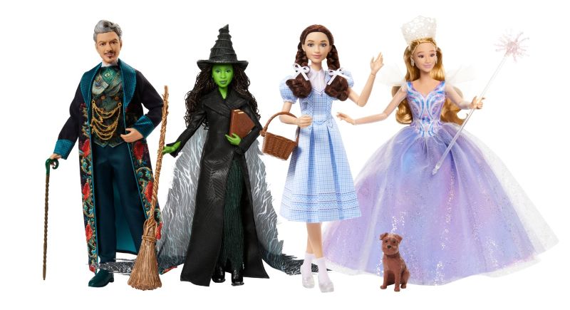 Four "Wicked" character dolls.