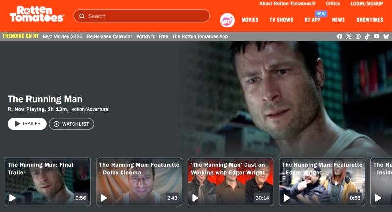 "Running Man" homepage Rotten Tomatoes