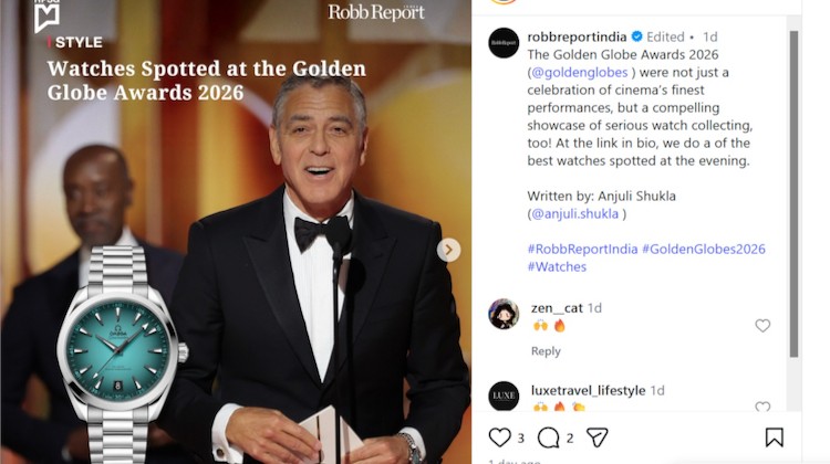 George Clooney wears Omega watch at Golden Globes.