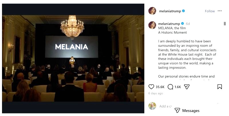 Instagram screengrab "Melania"