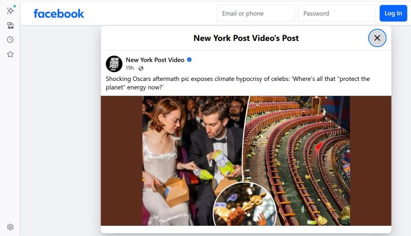 Facebook post rips Oscar hypocrisy.