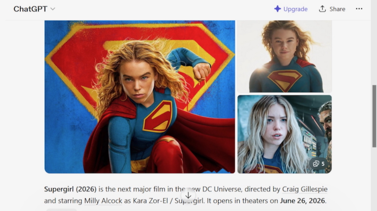 "Supergirl" Cinema Tickets ChatGPT